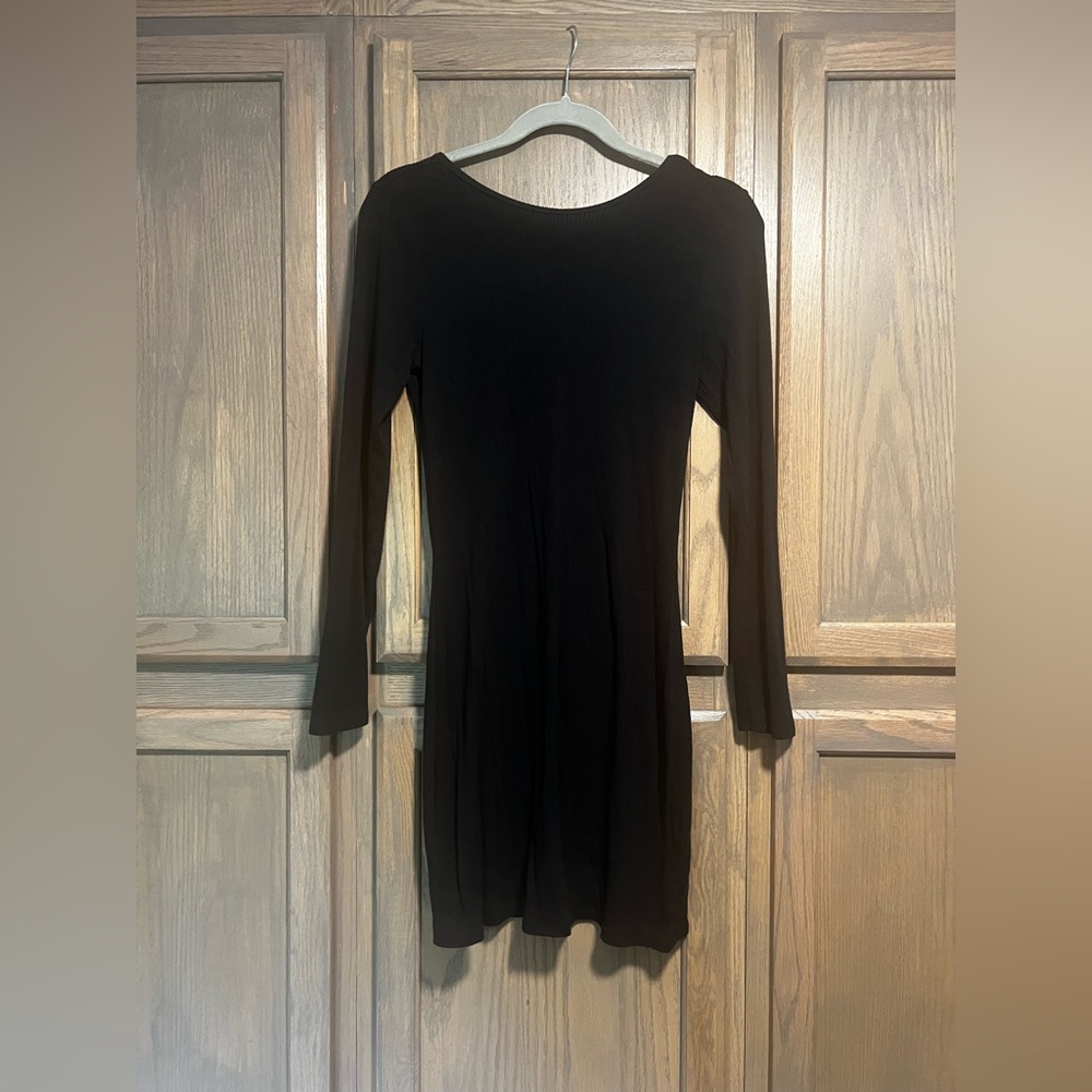Abercrombie & Fitch Classic Black Ribbed Long Sleeve Dress
